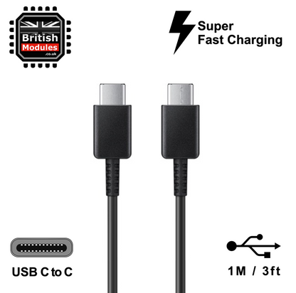 Genuine Samsung Super Fast 25w Pd Adapter Charger with USB-C Cable UK Black