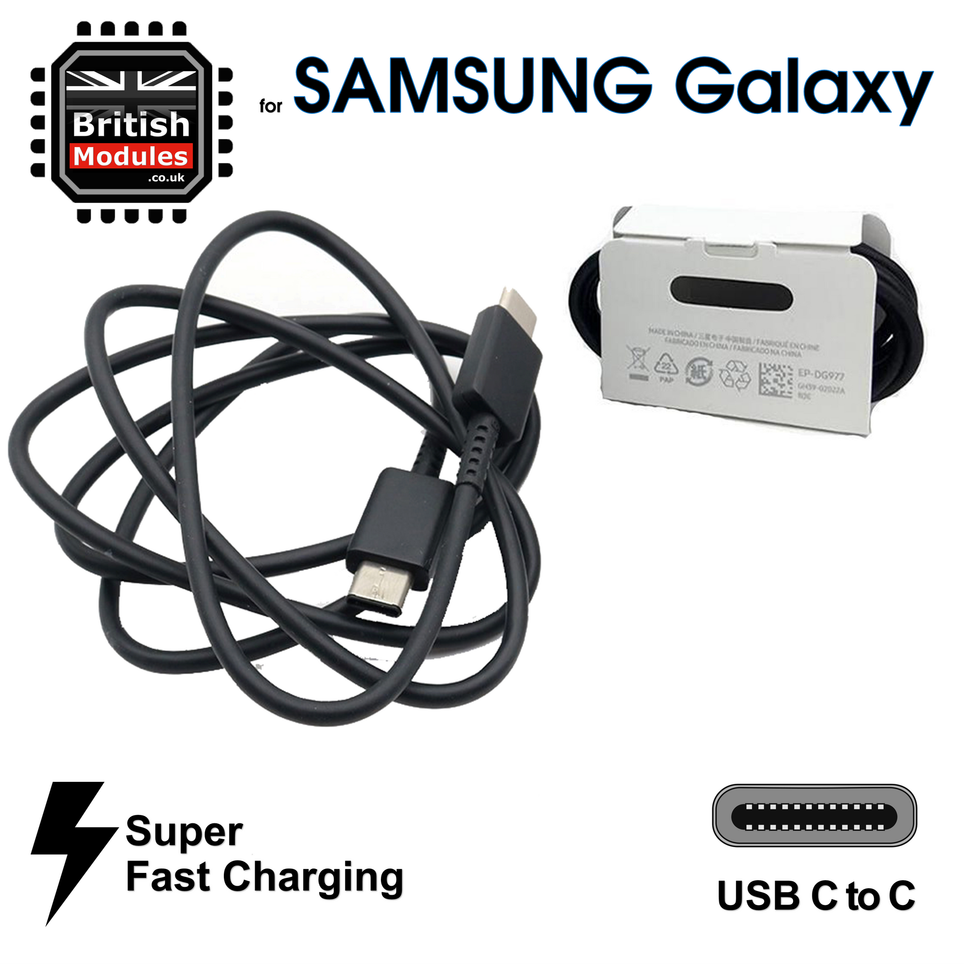 Câble Samsung Type-C vers Type-C, 1 m EP-DN970BBE, Noir