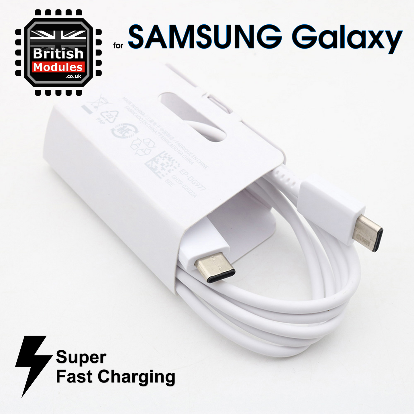 Samsung Galaxy Super Fast Charging Cable EP-DG977BWE Data USB Type-C to Type-C for Galaxy Note 20 Note 10 FE S20 S21 S22 Ultra 5G White