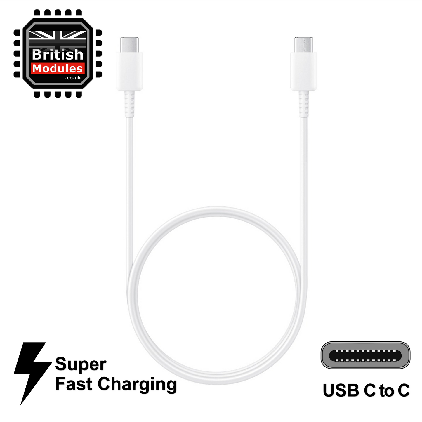 Samsung Galaxy Super Fast Charging Cable EP-DG977BWE Data USB Type-C to Type-C for Galaxy Note 20 Note 10 FE S20 S21 S22 Ultra 5G White