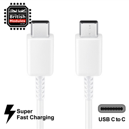 Samsung Galaxy Super Fast Charging Cable EP-DG977BWE Data USB Type-C to Type-C for Galaxy Note 20 Note 10 FE S20 S21 S22 Ultra 5G White
