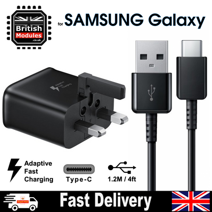 Fast Charger Plug & USB C Type Cable for SAMSUNG Galaxy S8 S9 S10 Lite Mains Charger