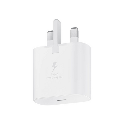 Samsung 25W USB-C PD Super Fast Charging Plug UK Wall Charger White