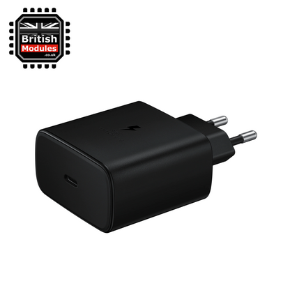 Samsung 45W TA845 Charger Travel Adapter USB-C EU Mains + USB-C to USB-C Super Fast Charging Cable 1M Black