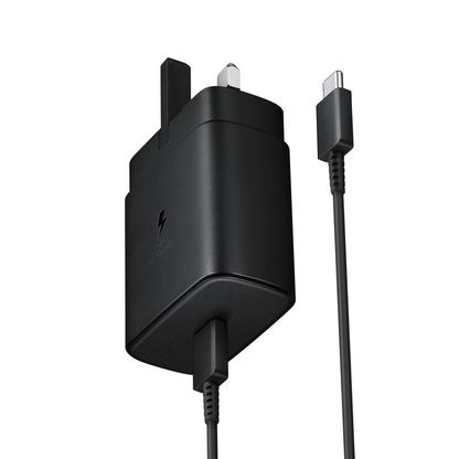 Samsung 45W TA845 Charger Travel Adapter USB-C UK Mains + USB-C to USB-C Super Fast Charging Cable 1M Black