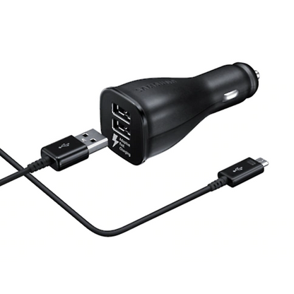 Samsung Dual Port USB Adaptive Fast Charging Car Charger with Micro USB Cable