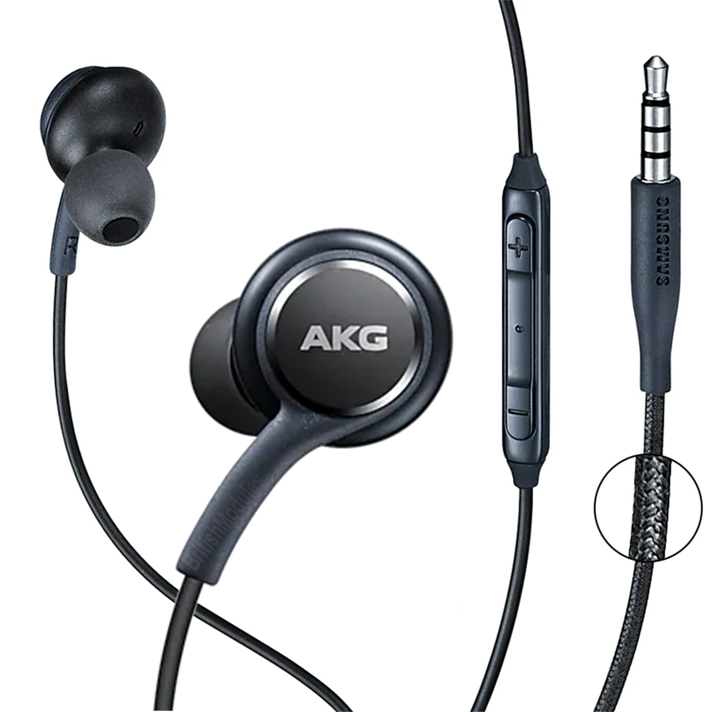 Samsung In-ear Earphones Headphones 3.5mm Wired Microphone and Volume Control Tuned by AKG Black