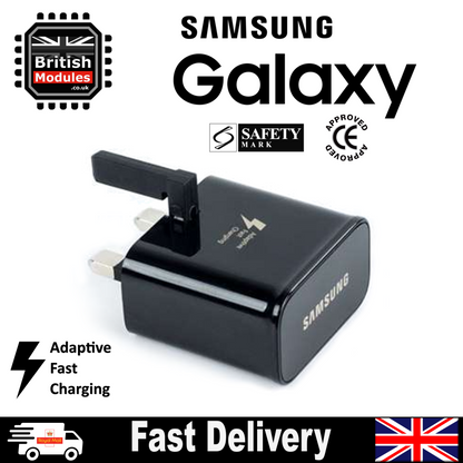 Samsung Galaxy Adaptive Fast Charging Mains UK Charger Plug Wall Power Adapter for S10e S10 S10+ Note9 S9 S9+ Note8 S8 S8+ S7 Note5 S6 S6+ and edge