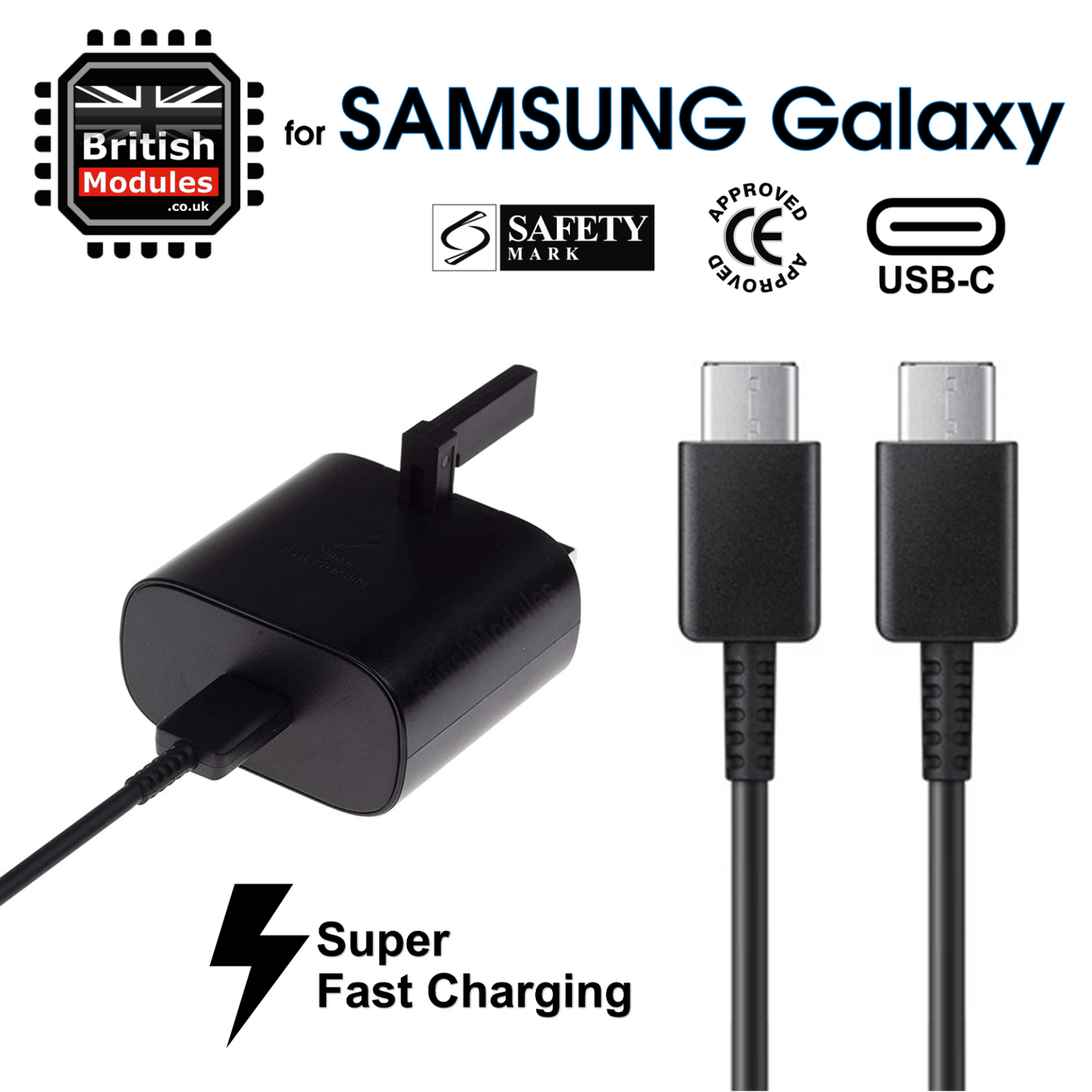 Official Samsung Galaxy 25W Super Fast Mains Charger With Cable Black EP-TA800 PD