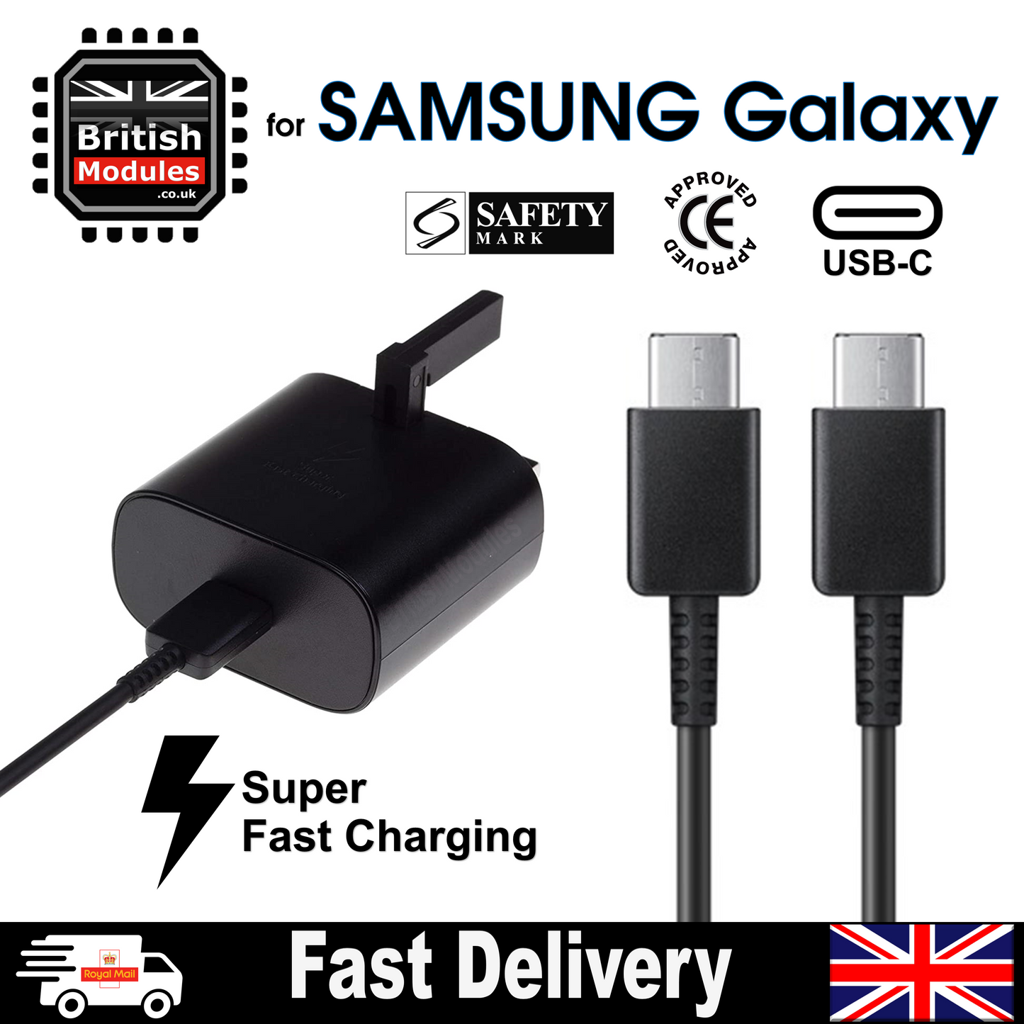 Samsung Super Fast Charger & Cable USB Type C to C for S22 Ultra 5G S21 20 Note20 Note10 S21 FE