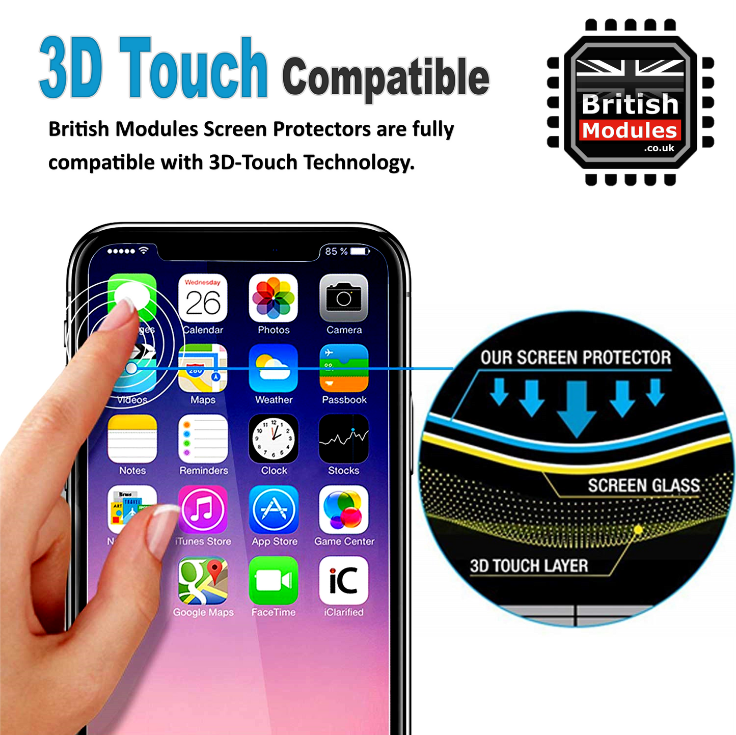 Screen Protector For Apple iPhone 8 7 6 Plus Tempered Glass 9H 3D Military Grade