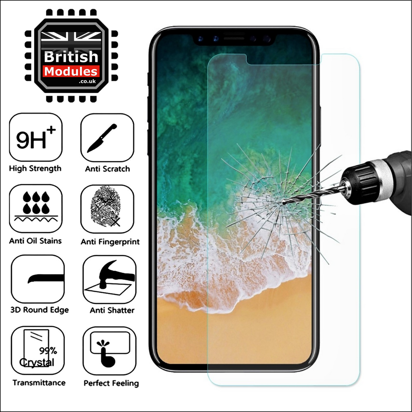 Screen Protector For Apple iPhone 11 Pro MAX XR X XS Max Tempered Glass 9H 3D MilitaryGrade