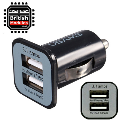 USAMS 3.1 Universal Fast Charging Twin Dual USB Car Charger Plug Lighter Adapter