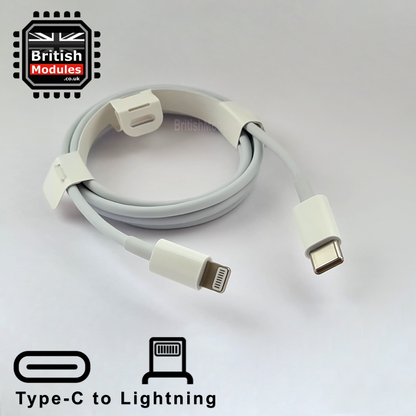 20W PD Fast Charging USB-C Power Adapter UK Plug + USB-C to Lightning Cable for Apple iPhone