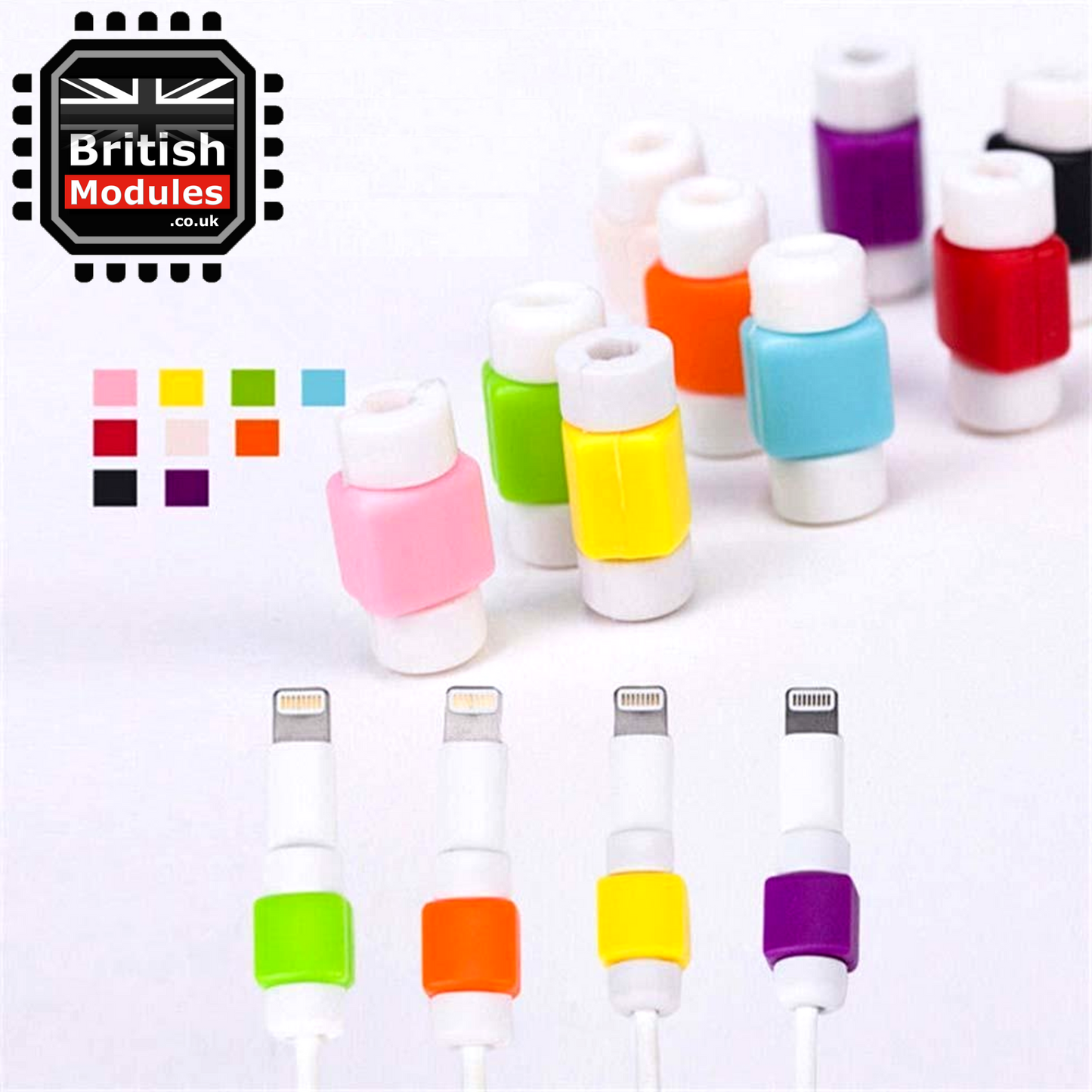 10Pcs Mix of all colour Cable Protector USB Charging Cable Saver Cord Wire Clips