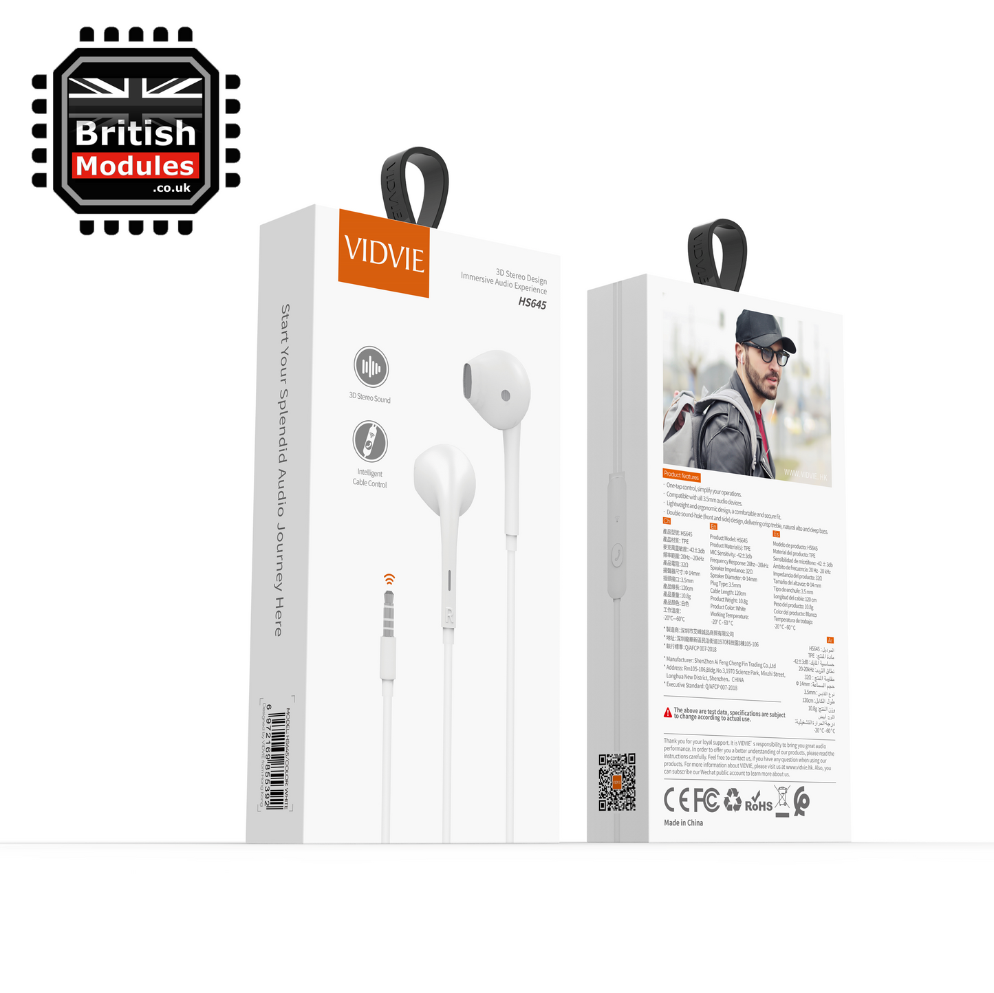 VidVie In-Ear Headphones Earphone Headset Earbuds with 3.5mm Headphone Plug AUX Connector