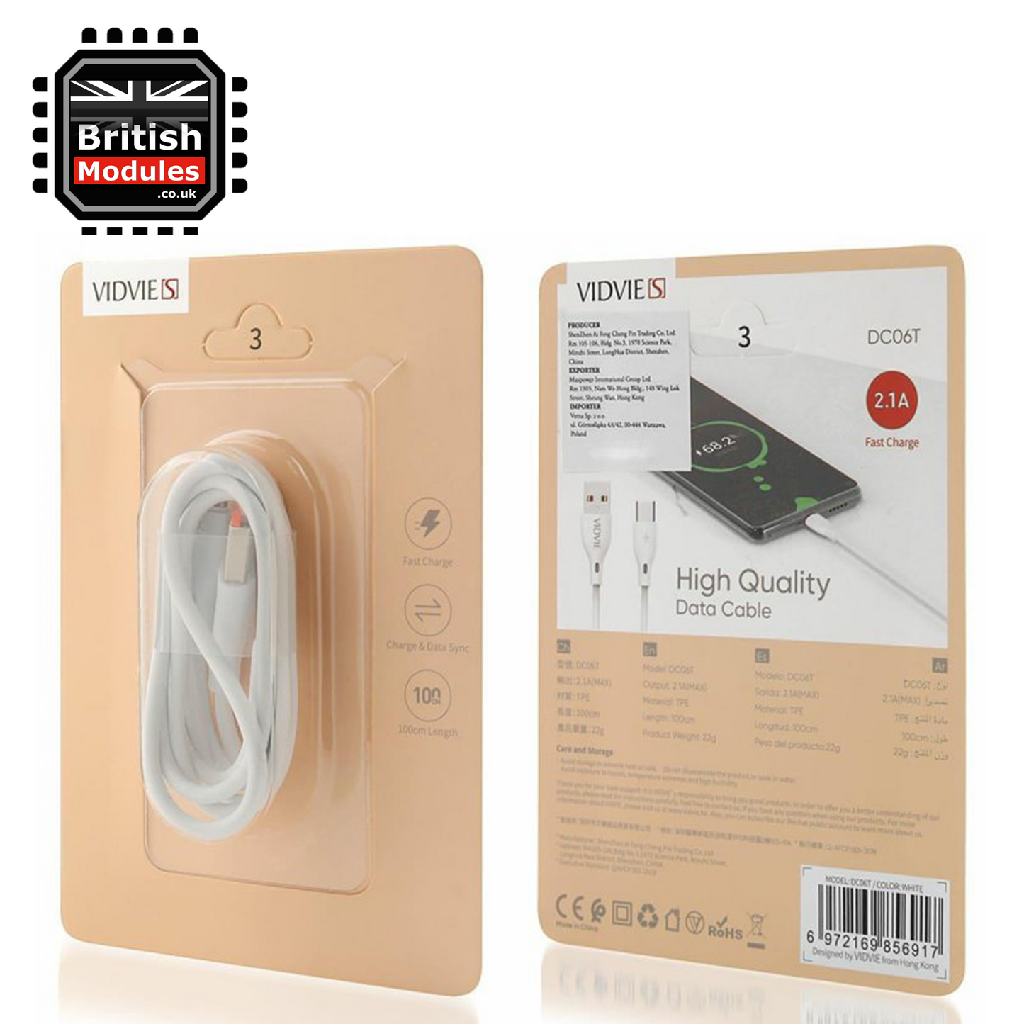 Type C USB-C Fast Charging Type C Cable Phone Charger Lead Android Wire VidVie
