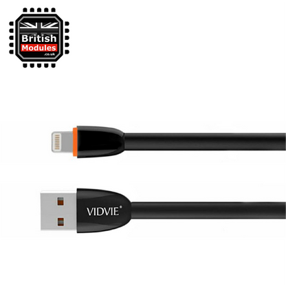 VidVie Apple Lightning to USB Cable for iPhone Cable 11 X XR XS Max Charger / iPad Cable Durable Soft Flexible Rubber