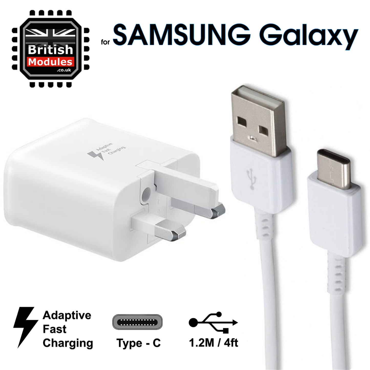 Samsung 15W Travel Adapter Adaptive Fast Charging Plug & Cable Type-C for Galaxy S8 S8+ S9 S10 Plus Note 8 9