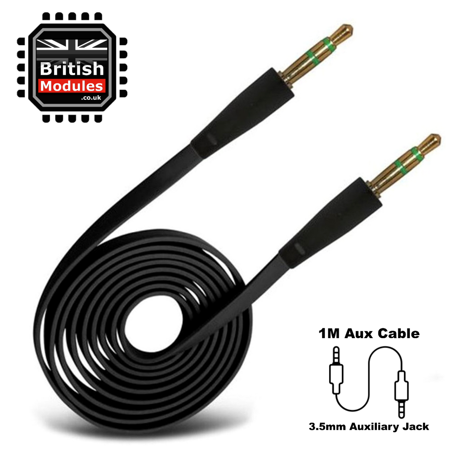 Auxiliary Cable 1M Gold Aux Audio Cable 3.5mm Jack Male Stereo Lead Car PC Phone
