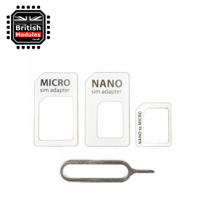 4 in 1 Nano Micro SIM Card Adapter Converter Eject Pin Set for iPhone Samsung White